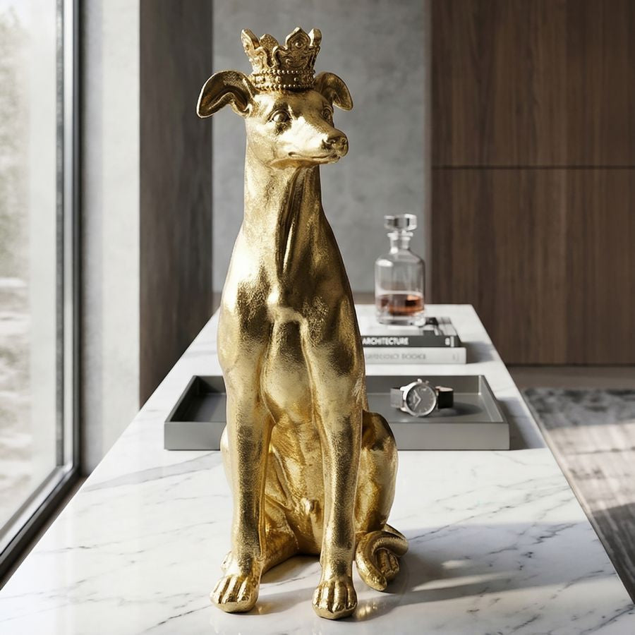Mauro Ferretti Cane con Corona Oro 20 x 12,5 x 33 cm