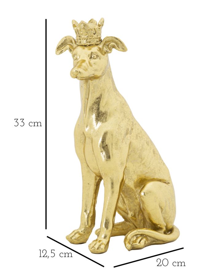 Mauro Ferretti Cane con Corona Oro 20 x 12,5 x 33 cm