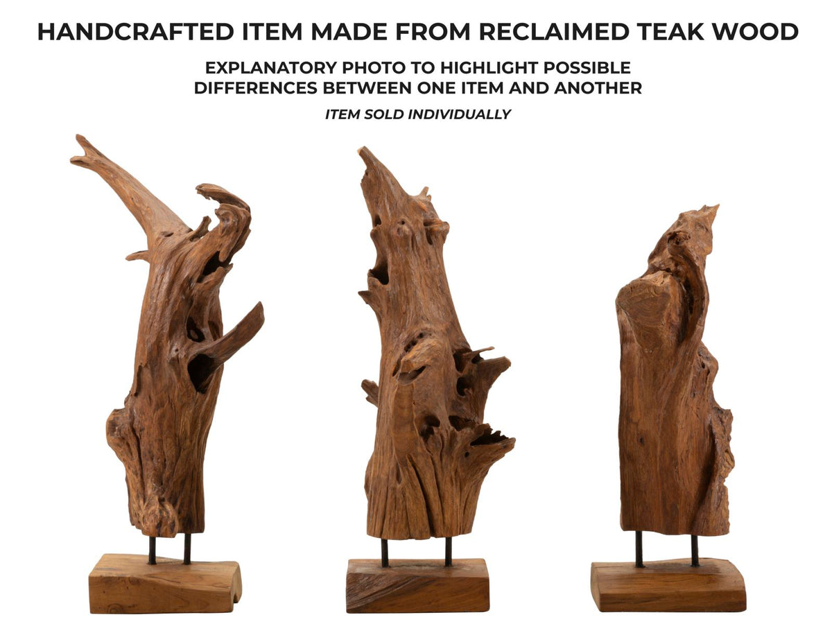 Mauro Ferretti Scultura Akar in Teak Riciclato 23 x 27 x 64 cm (pezzi Unici - Non Rip. in Serie)