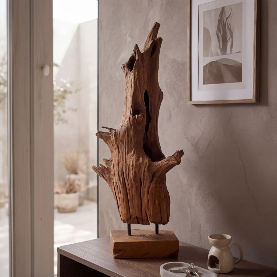 Mauro Ferretti Scultura Akar in Teak Riciclato 23 x 27 x 64 cm (pezzi Unici - Non Rip. in Serie)