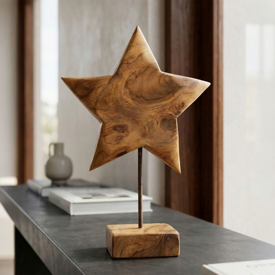 Mauro Ferretti Scultura Stella in Teak Riciclato 28 x 12 x 42 cm (pezzi Unici - Non Rip. in Serie)
