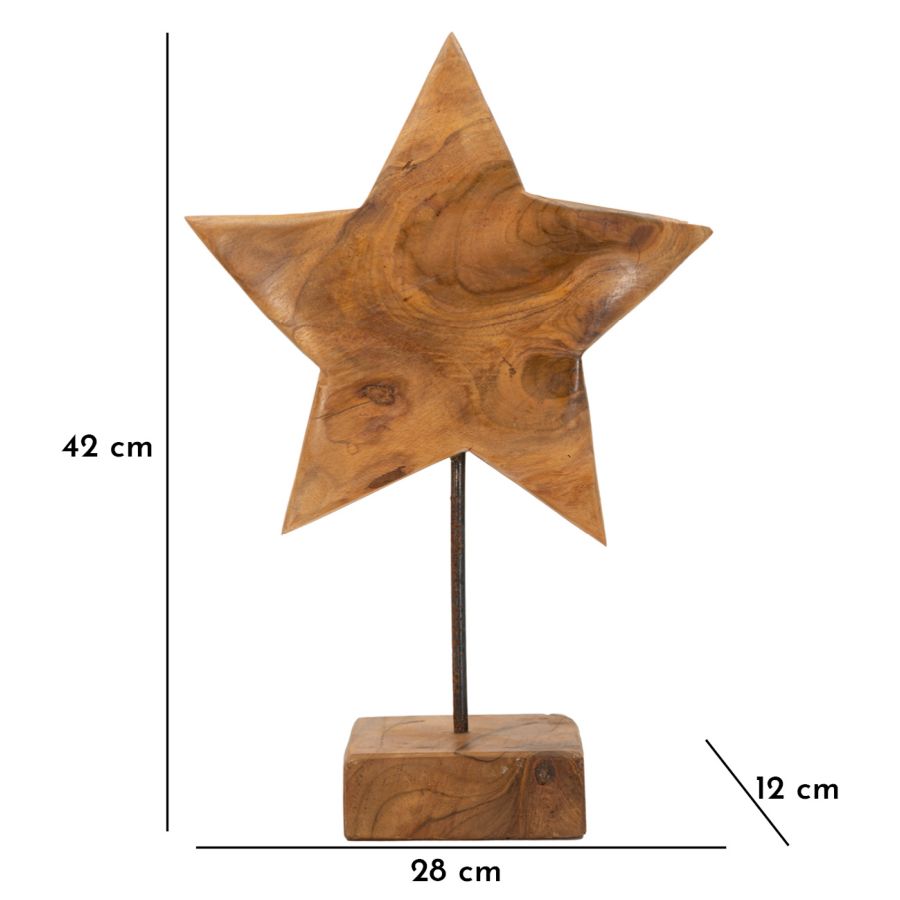 Mauro Ferretti Scultura Stella in Teak Riciclato 28 x 12 x 42 cm (pezzi Unici - Non Rip. in Serie)