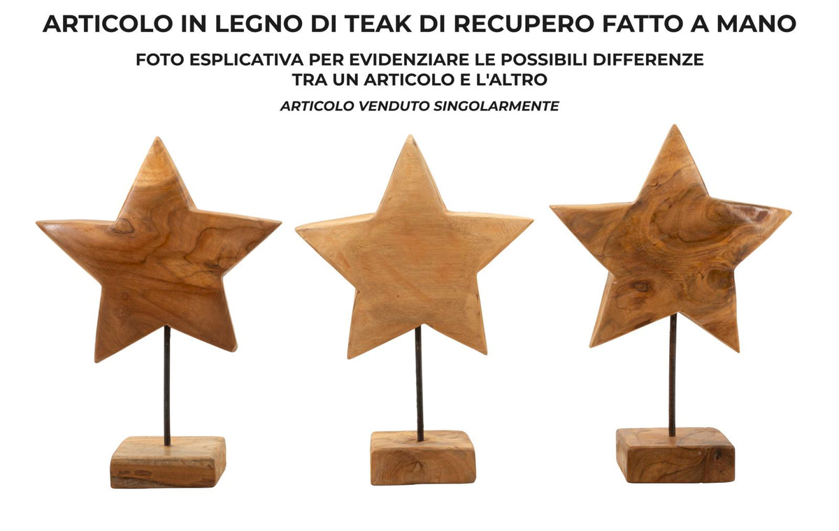 Mauro Ferretti Scultura Stella in Teak Riciclato 28 x 12 x 42 cm (pezzi Unici - Non Rip. in Serie)