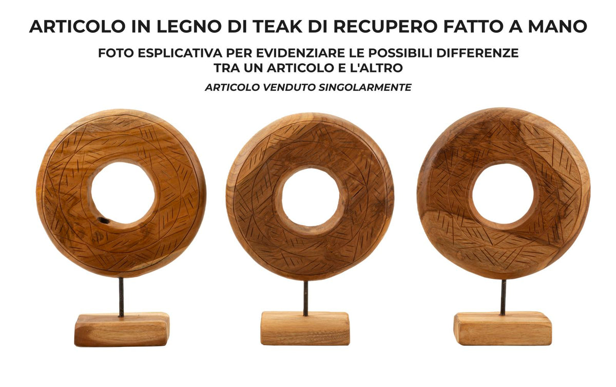 Mauro Ferretti Scultura Dorat in Teak Riciclato 28 x 10 x 38 cm (pezzi Unici - Non Rip. in Serie)