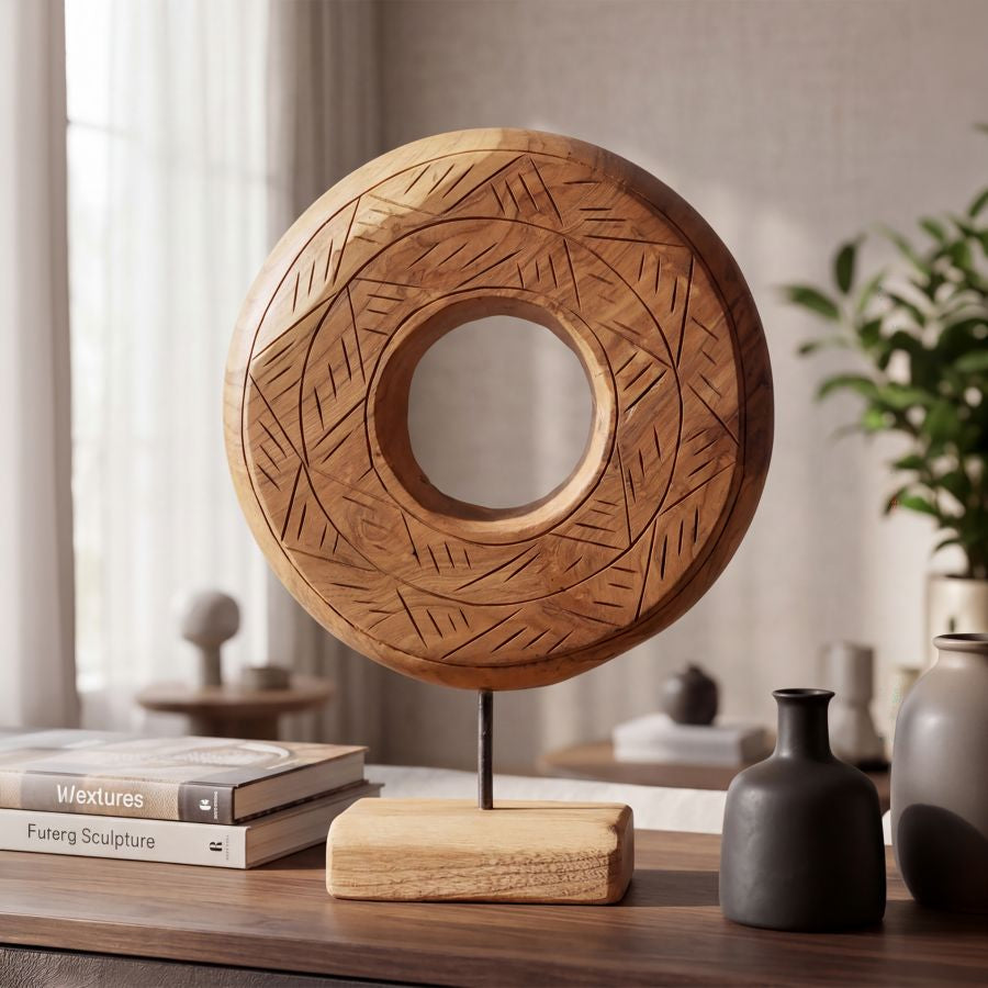 Mauro Ferretti Scultura Dorat in Teak Riciclato 28 x 10 x 38 cm (pezzi Unici - Non Rip. in Serie)