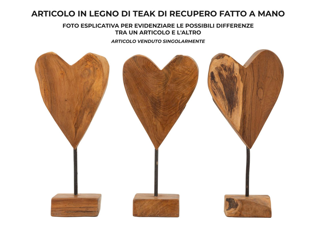 Mauro Ferretti Scultura Cuore in Teak Ric. 15 x 10 x 35 cm (pezzi Unici - Non Rip. in Serie)