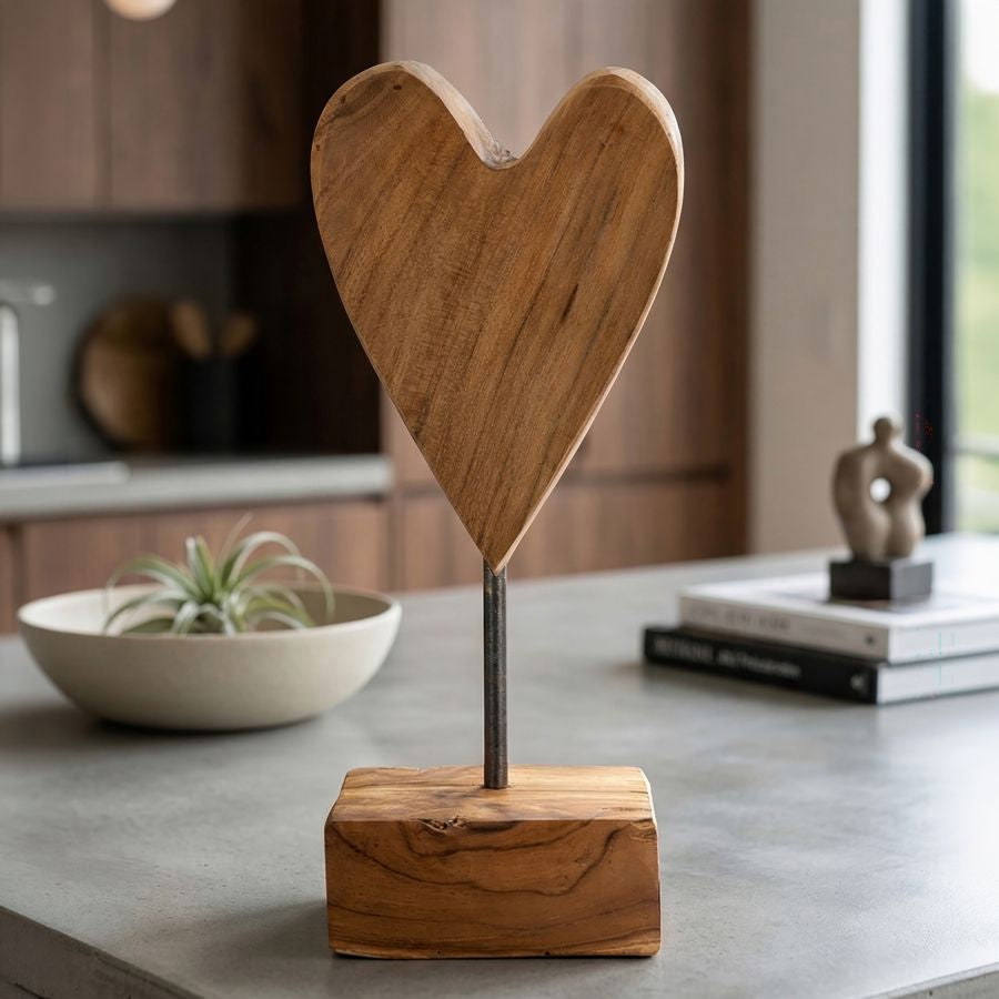 Mauro Ferretti Scultura Cuore in Teak Ric. 10 x 10 x 25 cm (pezzi Unici - Non Rip. in Serie)