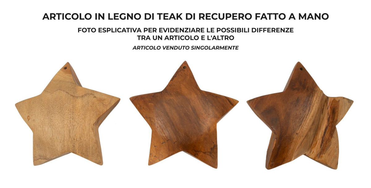 Mauro Ferretti Decorazione Bintang da App.in Teak Ric. Ø19 x 5 cm (pezzi Unici-non Rip. in Ser
