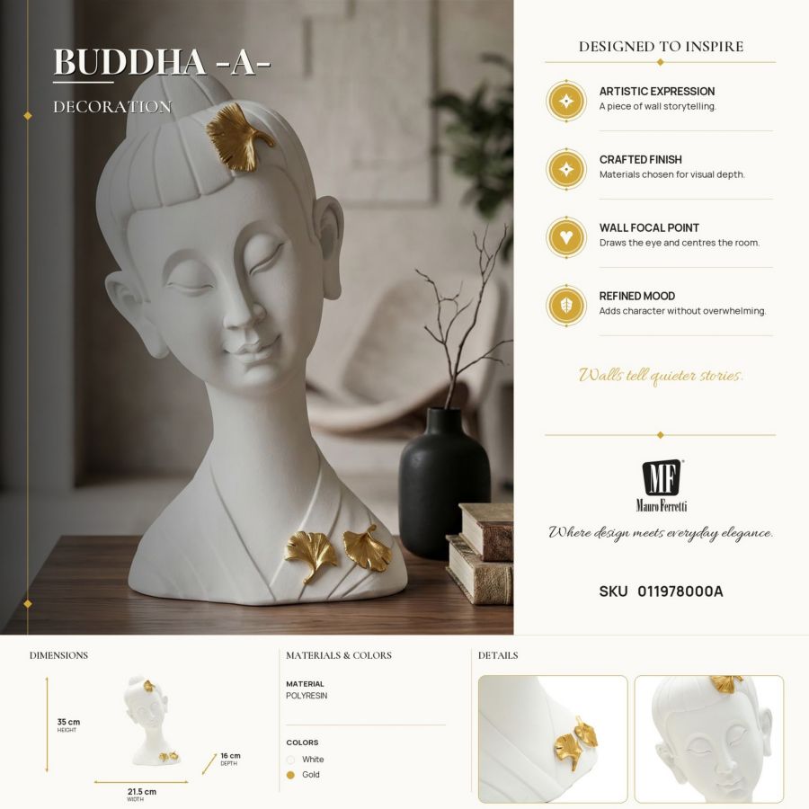 Mauro Ferretti Testa Buddha -a- 21,5 x 16 x 35 cm