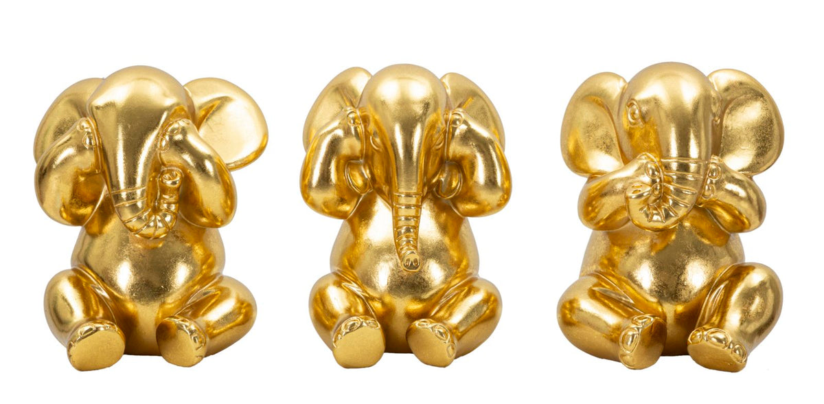 Elefante non vedo/non sento/ non parlo set 3 pz cm ø 15,5x20,5