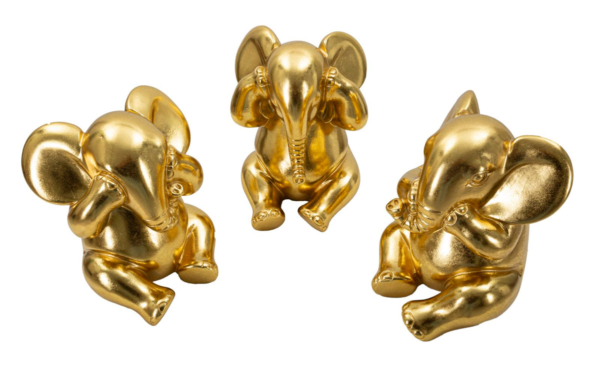 Elefante non vedo/non sento/ non parlo set 3 pz cm ø 15,5x20,5