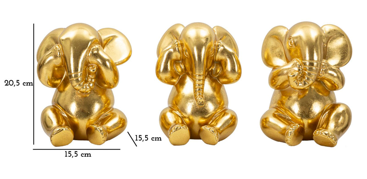 Elefante non vedo/non sento/ non parlo set 3 pz cm ø 15,5x20,5