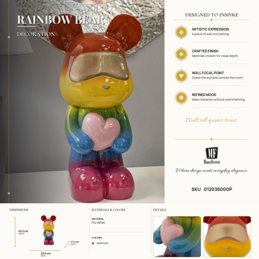 Orsetto rainbow in piedi cm 22,5x17,5x42,5