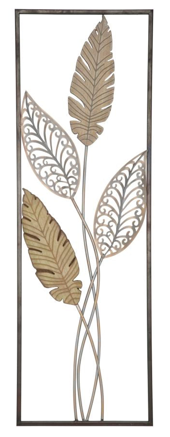 Mauro Ferretti Pannello in Ferro e Legno Foglie -a- 30,5 x 1,90 x 91 cm