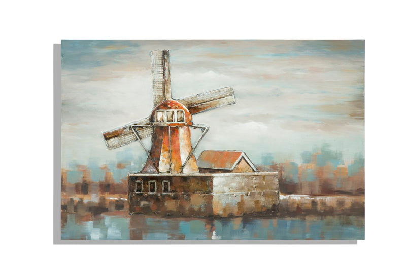 Mauro Ferretti Dipinto su Tela Mulino a Vento 120 x 3,7 x 80 cm