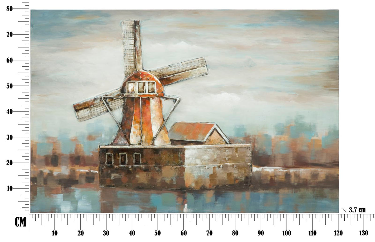 Mauro Ferretti Dipinto su Tela Mulino a Vento 120 x 3,7 x 80 cm
