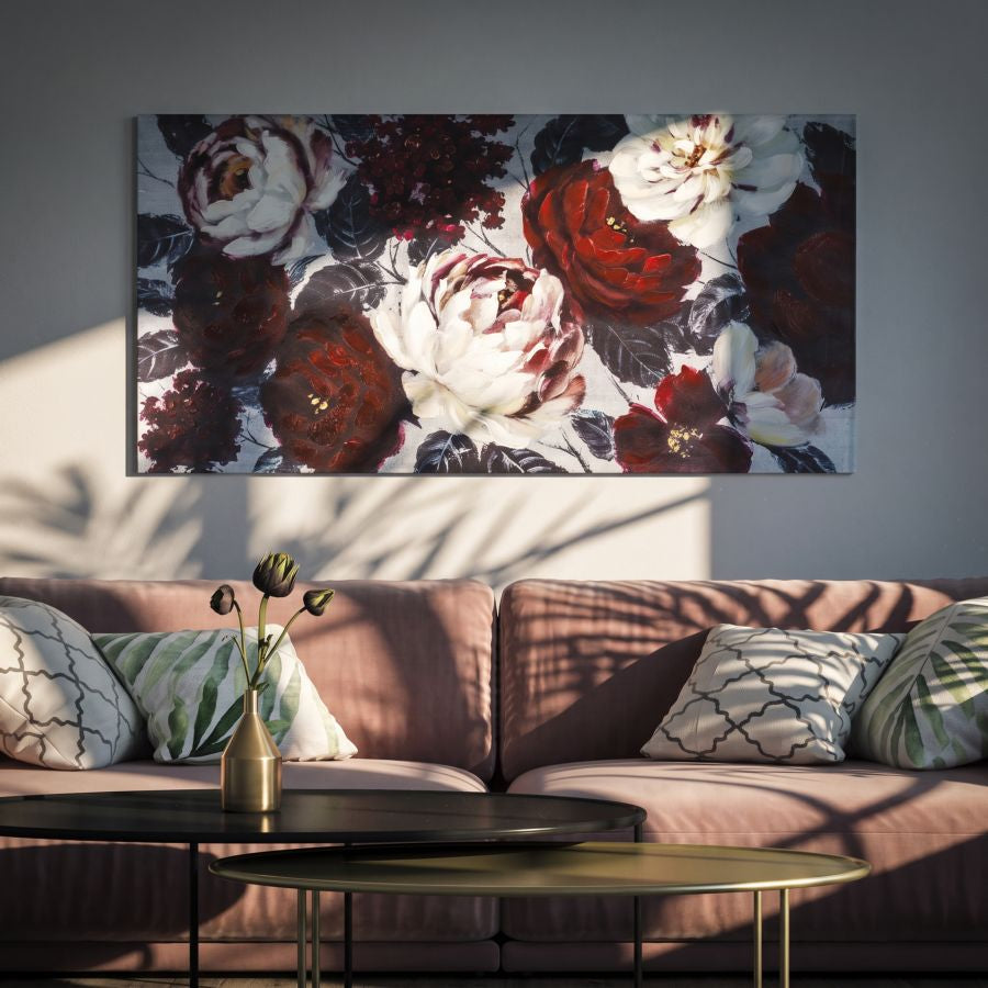 Mauro Ferretti Dipinto su Tela White/red Flower Darkback 120 x 3,7 x 60 cm