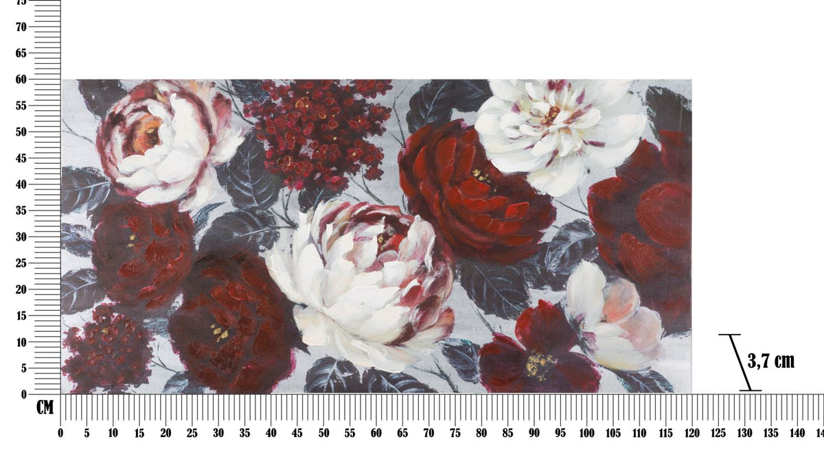 Mauro Ferretti Dipinto su Tela White/red Flower Darkback 120 x 3,7 x 60 cm