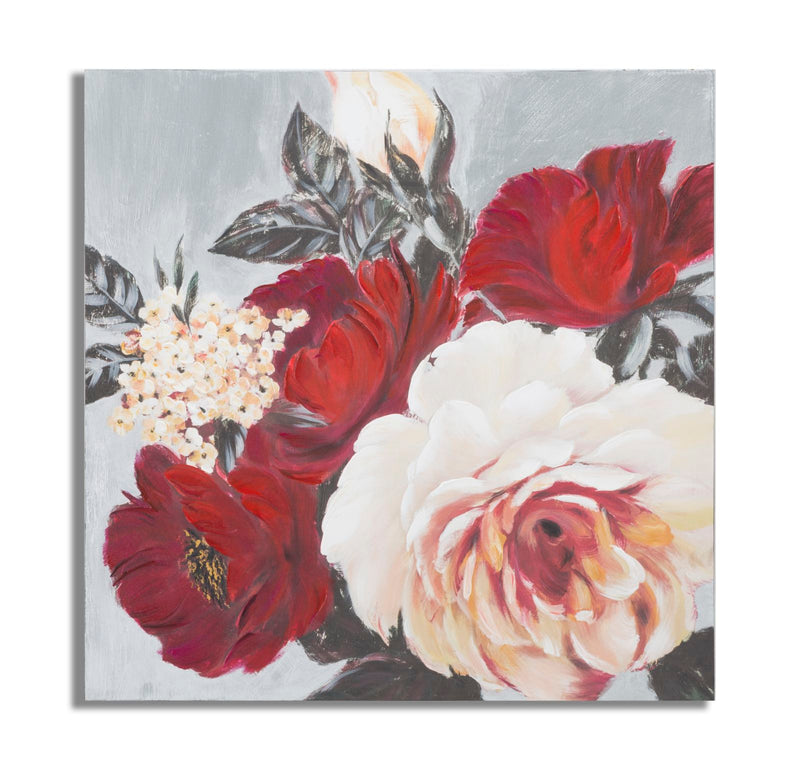 Mauro Ferretti Dipinto su Tela Red Flower Square 90 x 3,7 x 90 cm