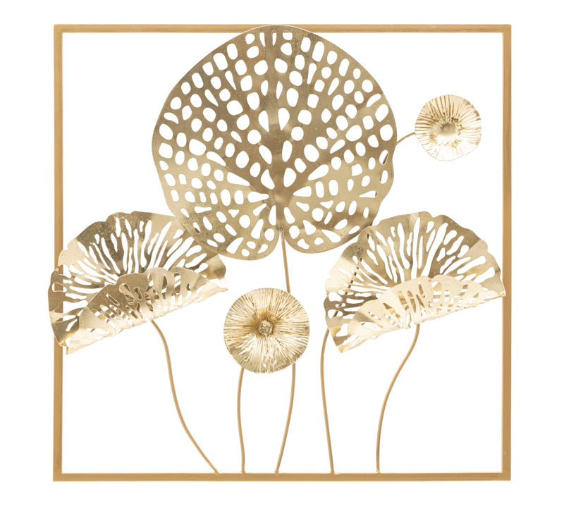 Mauro Ferretti Pannello in Ferro Gold Flowers 50 x 5 x 50 cm