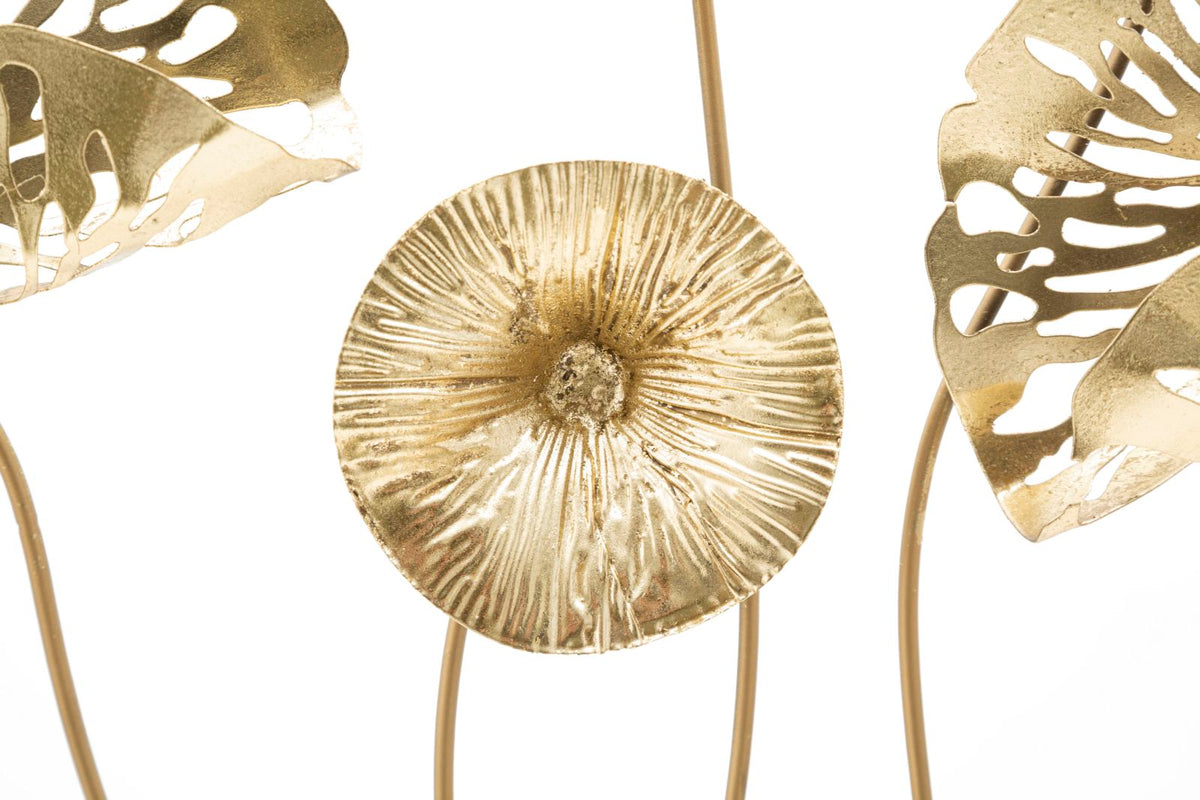 Mauro Ferretti Pannello in Ferro Gold Flowers 50 x 5 x 50 cm