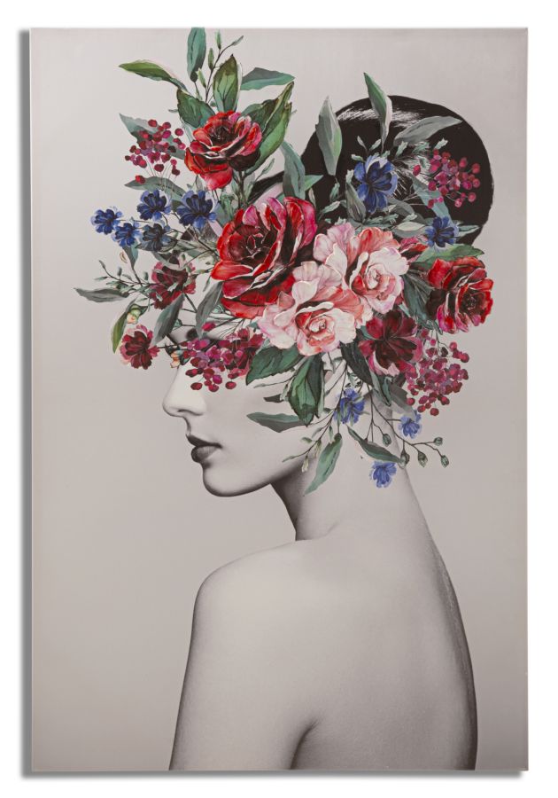 Mauro Ferretti Stampa Dipinta Lady Flower -a- 80 x 2,8 x 120 cm
