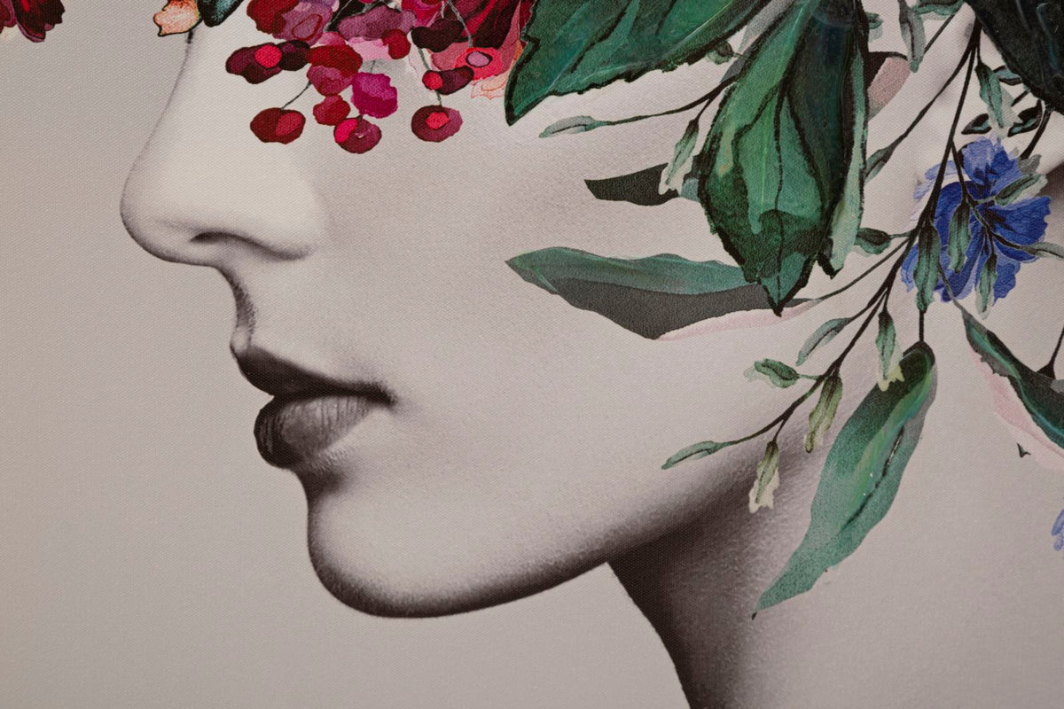 Mauro Ferretti Stampa Dipinta Lady Flower -a- 80 x 2,8 x 120 cm