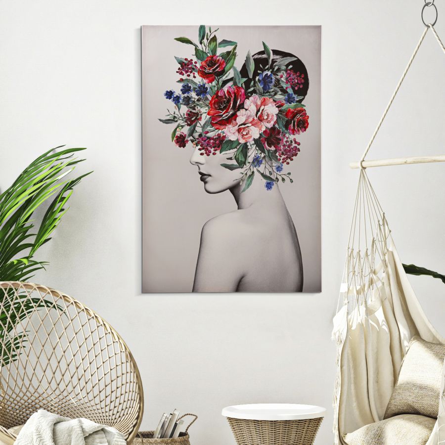 Mauro Ferretti Stampa Dipinta Lady Flower -a- 80 x 2,8 x 120 cm