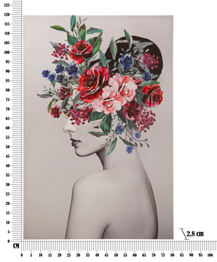 Mauro Ferretti Stampa Dipinta Lady Flower -a- 80 x 2,8 x 120 cm