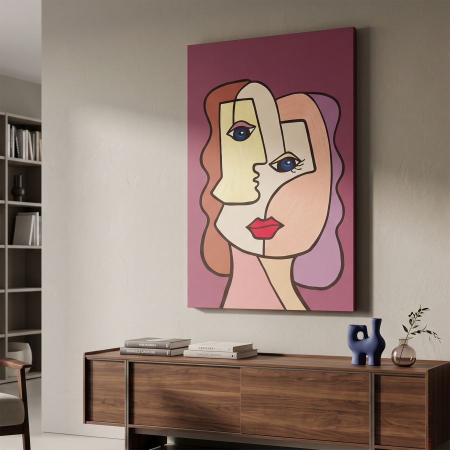 Mauro Ferretti Stampa Dipinta Faces New -b- 60 x 3 x 90 cm
