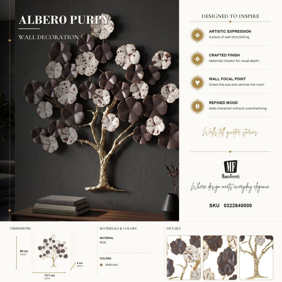Mauro Ferretti Pannello in Ferro Albero Purpy 73,7 x 5 x 80 cm