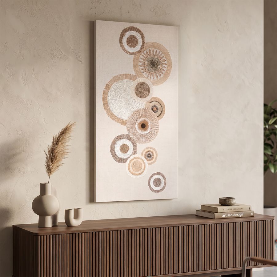 Mauro Ferretti Dipinto su Tela Circly con Inserti -a- 50 x 3,2 x 100 cm