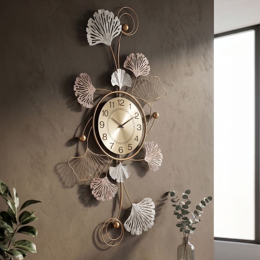 Mauro Ferretti Pannello in Ferro Leavy con Orologio 52,5 x 3,5 x 102 cm