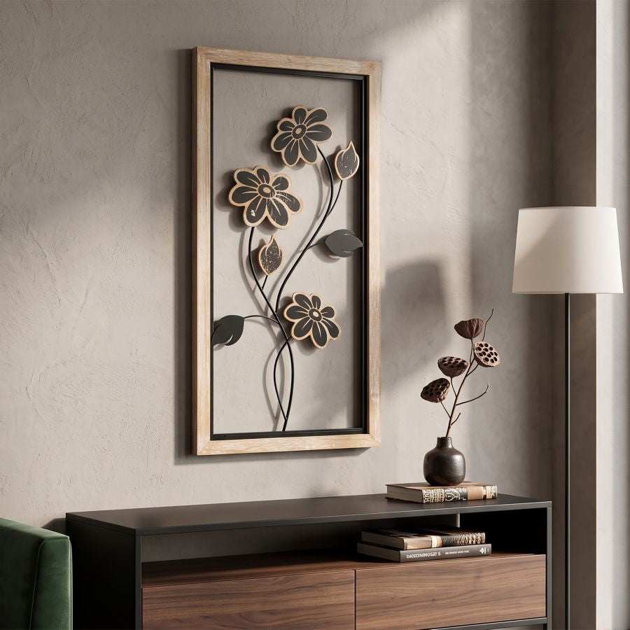Mauro Ferretti Pannello in Ferro e Legno Girish -a- 30 x 2,5 x 60 cm