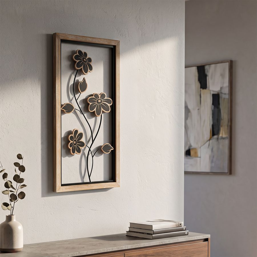 Mauro Ferretti Pannello in Ferro e Legno Girish -b- 30 x 2,5 x 60 cm