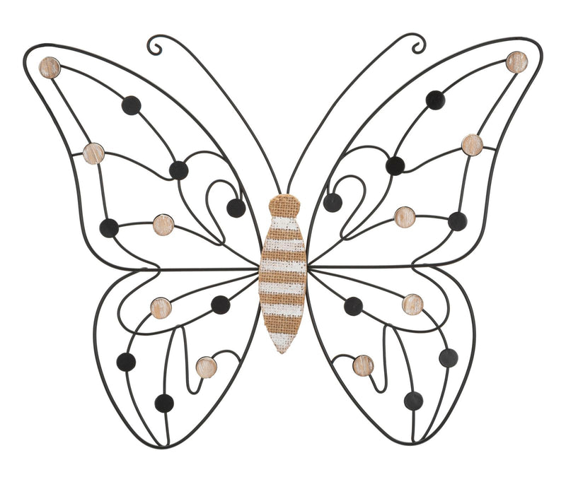Mauro Ferretti Pannello in Ferro e Legno Butterfly 39,5 x 1,5 x 33,5 cm