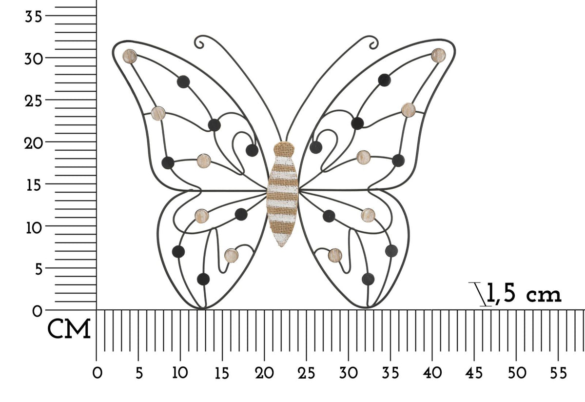 Mauro Ferretti Pannello in Ferro e Legno Butterfly 39,5 x 1,5 x 33,5 cm