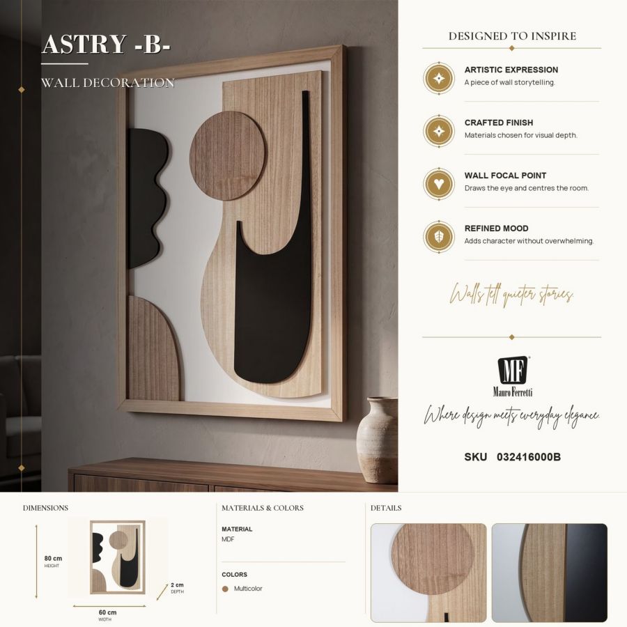 Mauro Ferretti Pannello da Muro Astry -b- 60 x 2 x 80 cm