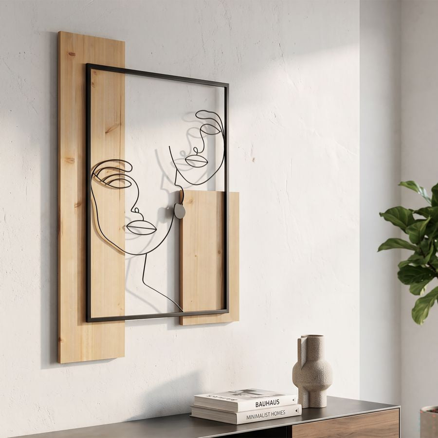 Pannello da muro faces ferro e wood cm 63x2x90