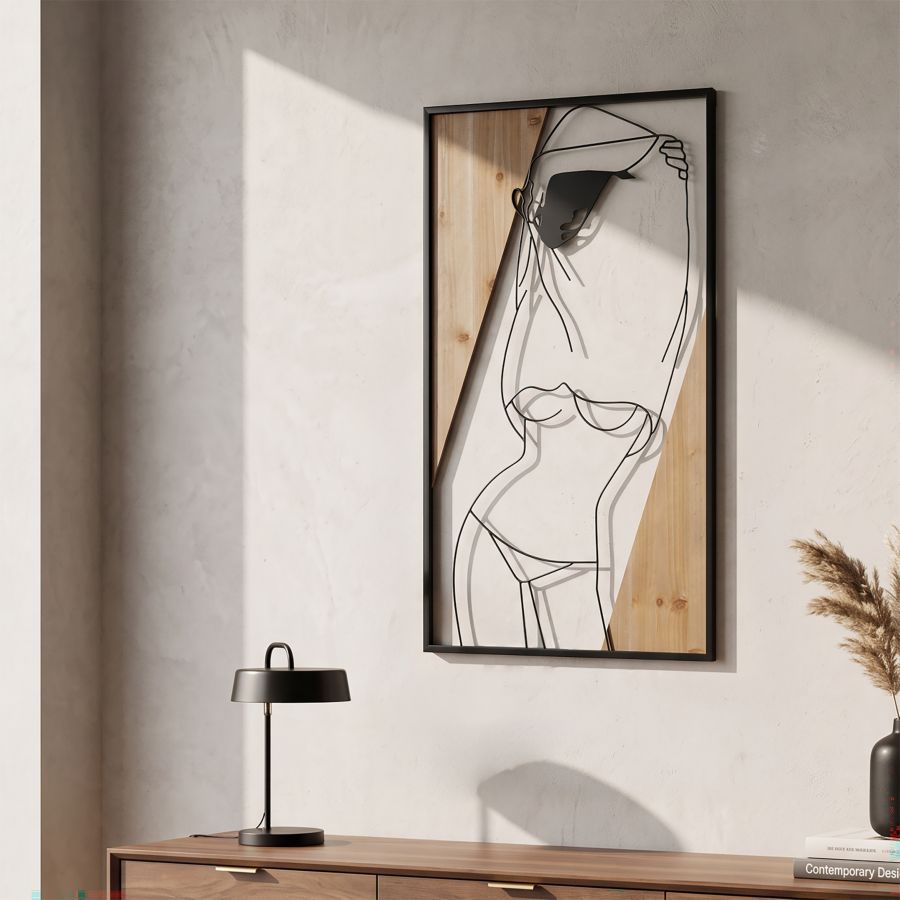 Pannello da muro strip -b- ferro e wood cm 50x2x90