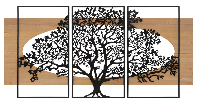 Pannello da muro tree ferro e wood set 3pz cm 176x2x90 (63x2x90-50x2x90)