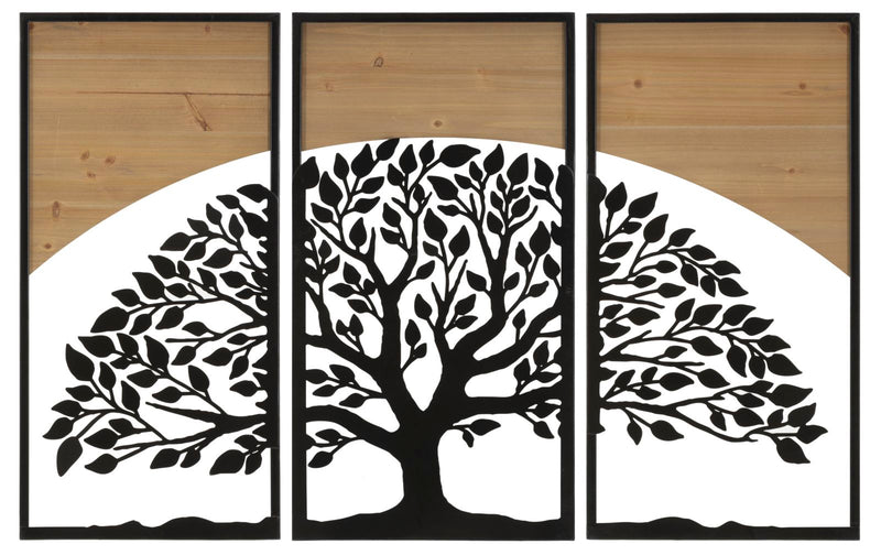 Pannello da muro arc ferro e wood set 3pz cm 105x2x70 (35x2x70)