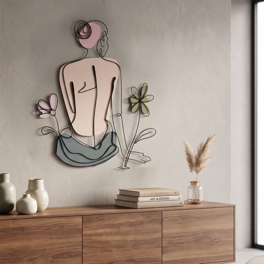 Pannello da muro lady w/flower cm 80x1,3x90