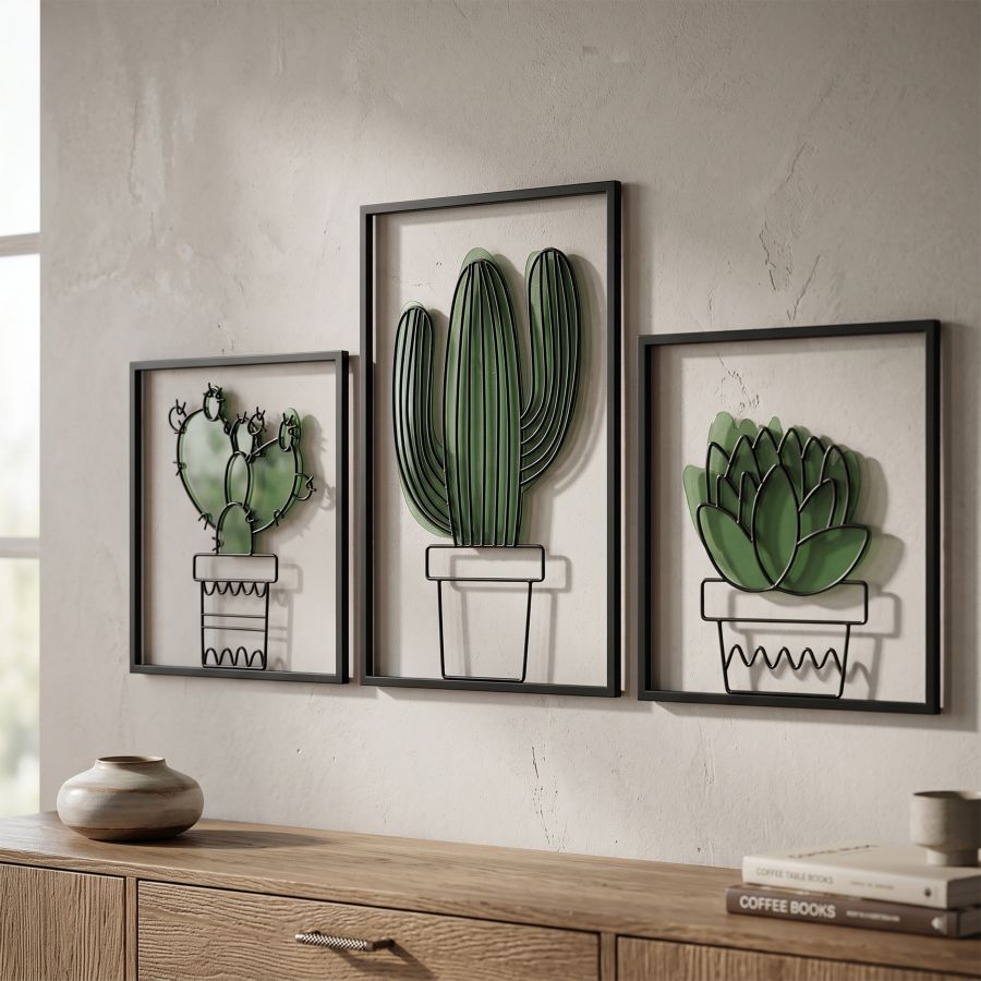 Pannello da muro cactus set 3pz 33x1,3x46,5-33x1,3x33