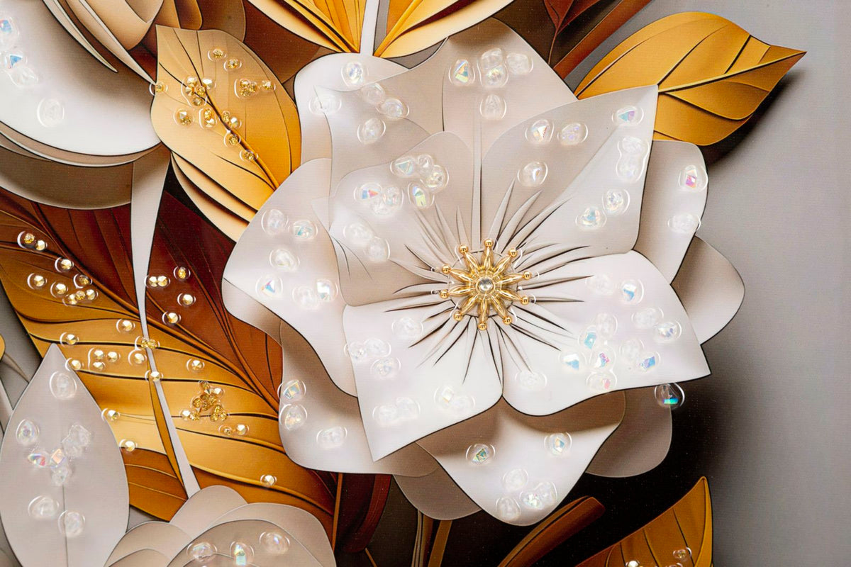 Dipinto su tela laccato flora c/cornice cm 42x3,5x62