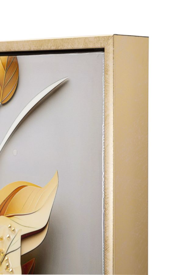 Dipinto su tela laccato flora c/cornice cm 42x3,5x62