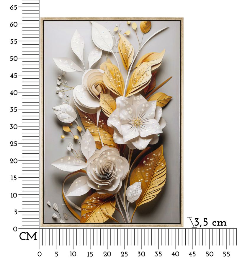 Dipinto su tela laccato flora c/cornice cm 42x3,5x62
