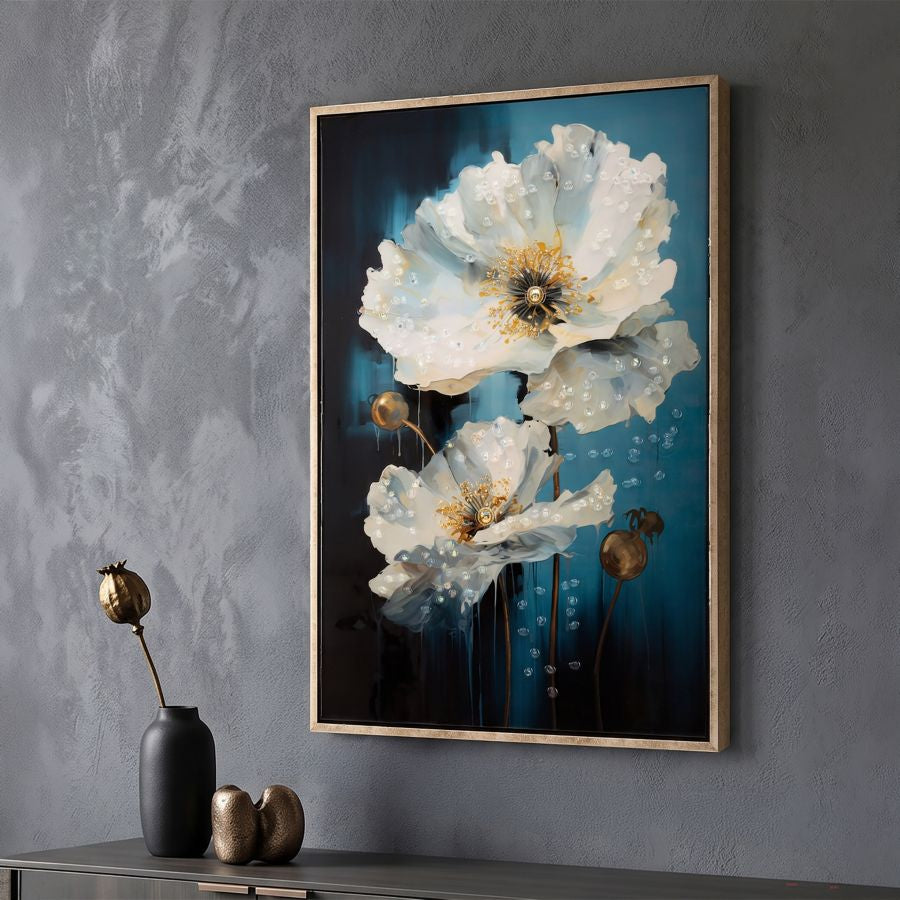 Dipinto su tela laccato bluey c/cornice cm 42x3,5x62