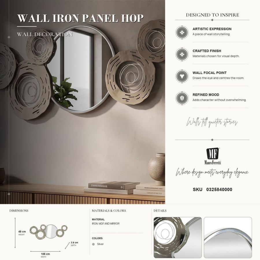 Pannello da muro hop c/specchio cm 106x3,8x48