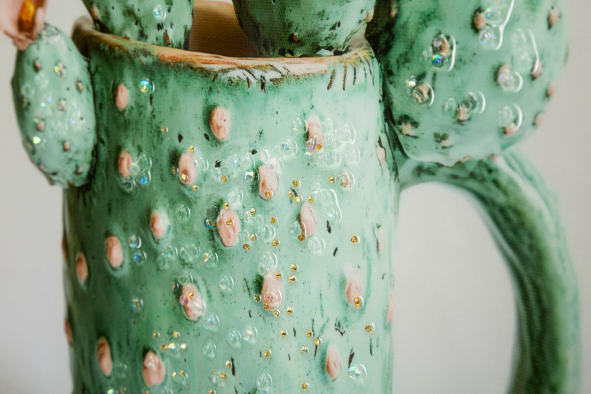 Stampa su tela laccata c/cornice vasetto cactus -c- cm 40x2,8x40